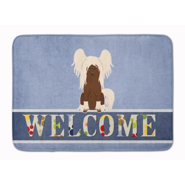 Carolines Treasures Chinese Crested Cream Welcome Machine Washable Memory Foam Mat BB5694RUG - main